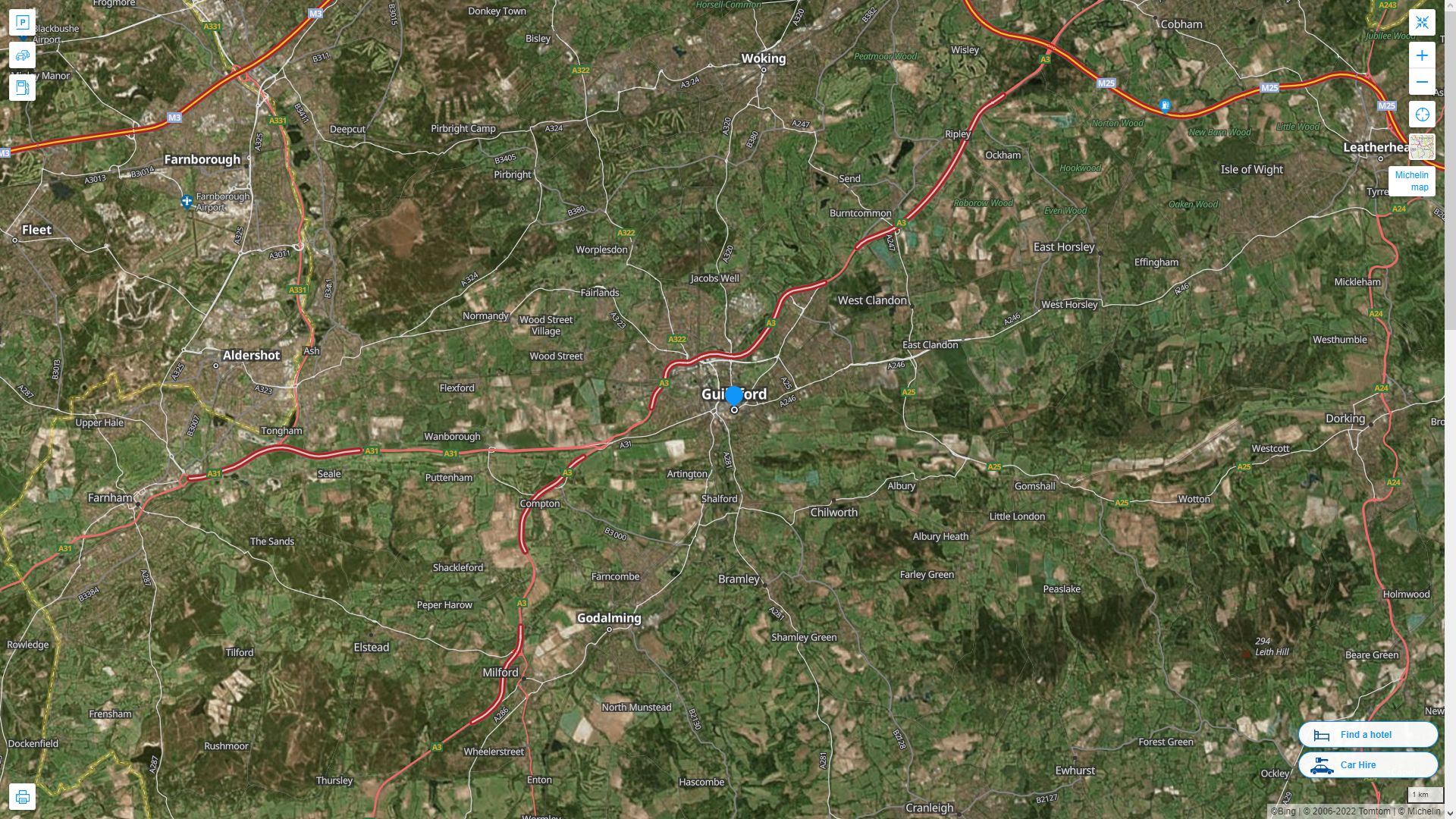 Guildford Highway and Road Map with Satellite View